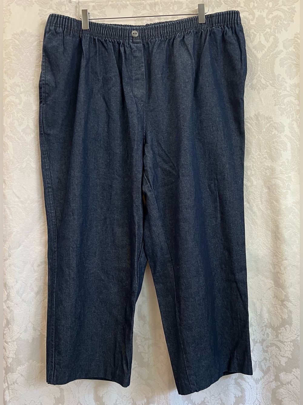 Woman Within Pull-On Denim Pants With Pockets PLUS SIZE 26W PETITE Dark Wash GUC